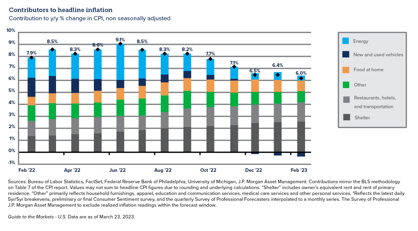 Graph showing the sectors contributing to inflation - WinThrust 2023 Q1 Perspectives