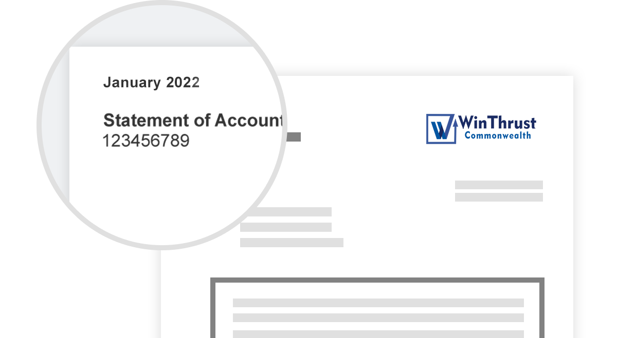 Image of monthly statement with account number