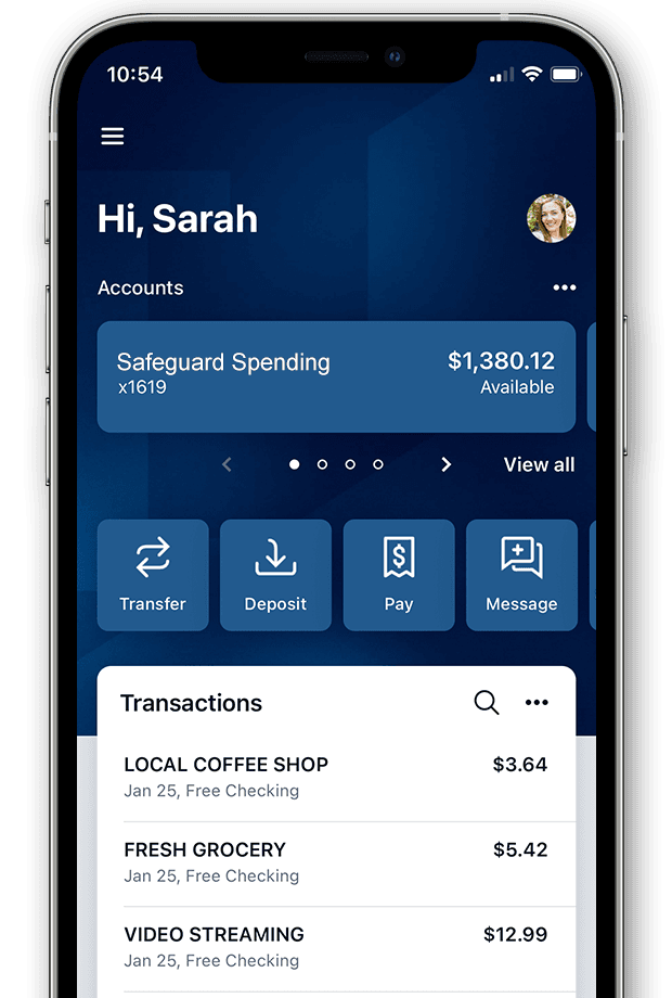WinThrust Mobile Banking Dashboard